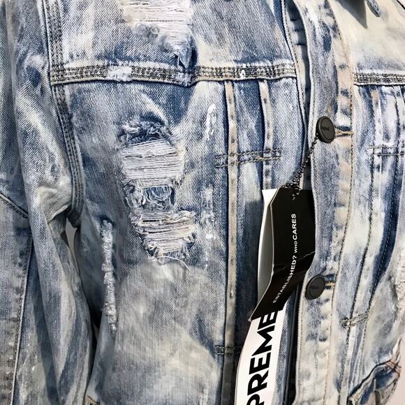 Preme NWT Light Stone Wash Jean Jacket Men M - Picture 4 of 16